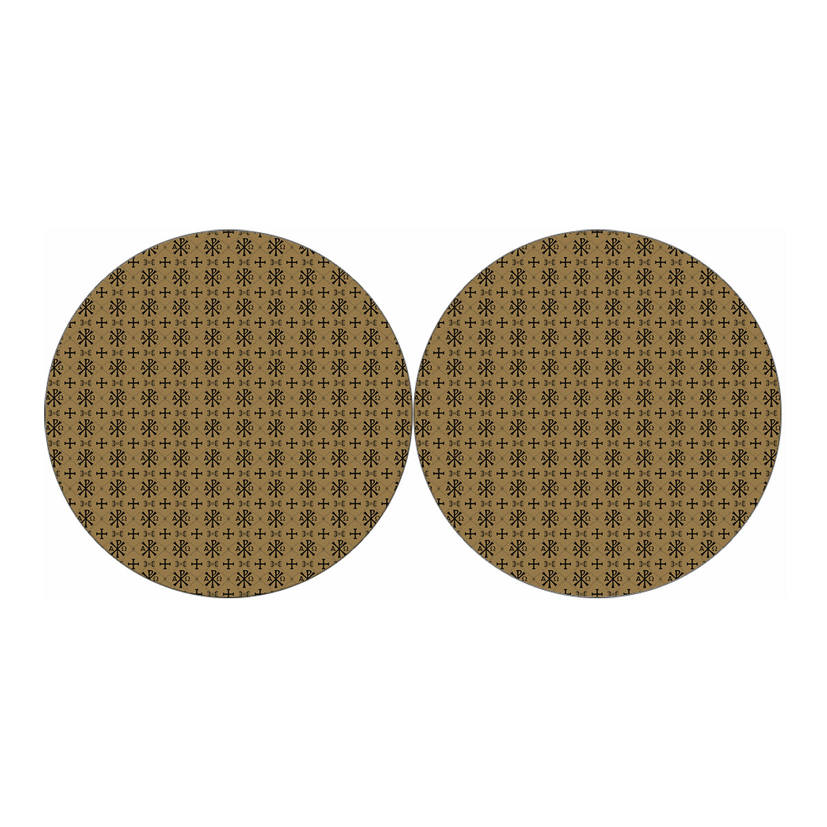 Beige And Black Orthodox Pattern Print Car Coasters