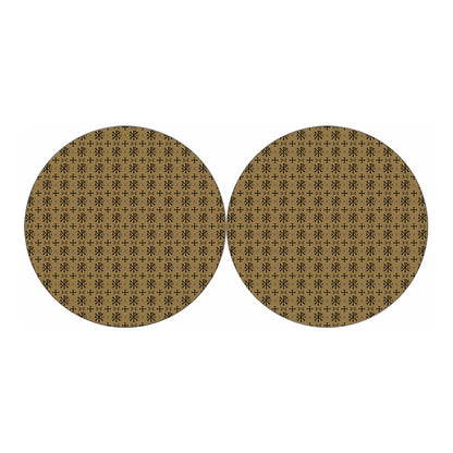 Beige And Black Orthodox Pattern Print Car Coasters