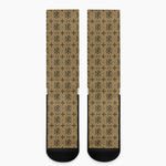 Beige And Black Orthodox Pattern Print Crew Socks