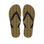Beige And Black Orthodox Pattern Print Flip Flops