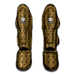 Beige And Black Orthodox Pattern Print Muay Thai Shin Guard