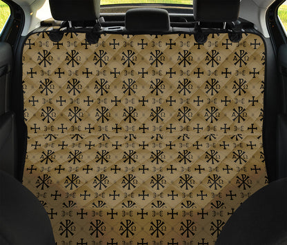 Beige And Black Orthodox Pattern Print Pet Car Back Seat Cover
