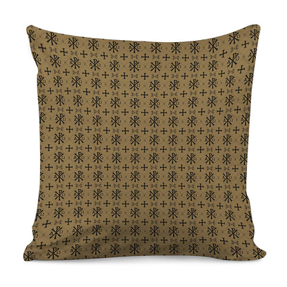 Beige And Black Orthodox Pattern Print Pillow Cover