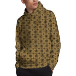 Beige And Black Orthodox Pattern Print Pullover Hoodie