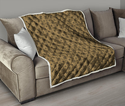 Beige And Black Orthodox Pattern Print Quilt