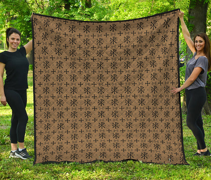 Beige And Black Orthodox Pattern Print Quilt