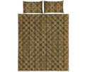 Beige And Black Orthodox Pattern Print Quilt Bed Set