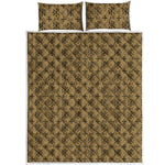 Beige And Black Orthodox Pattern Print Quilt Bed Set