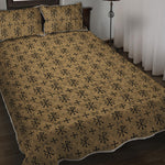 Beige And Black Orthodox Pattern Print Quilt Bed Set
