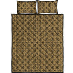 Beige And Black Orthodox Pattern Print Quilt Bed Set