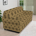 Beige And Black Orthodox Pattern Print Sofa Cover