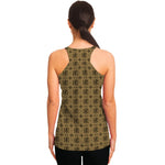 Beige And Black Orthodox Pattern Print Women's Racerback Tank Top