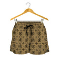 Beige And Black Orthodox Pattern Print Women's Shorts