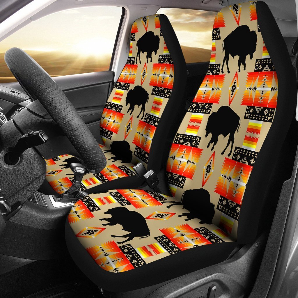 Beige And Orange Native Buffalo Universal Fit Car Seat Covers GearFrost