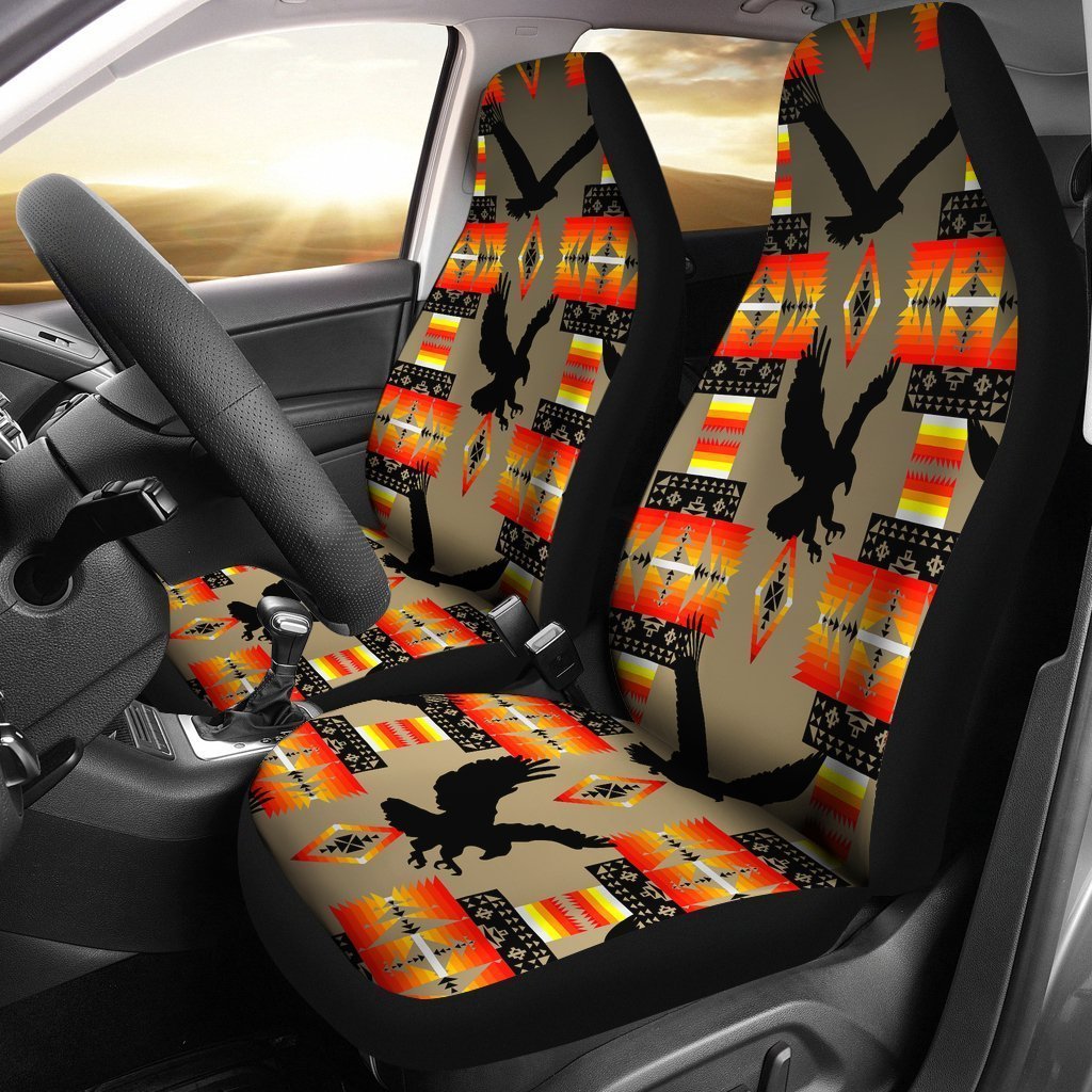 Beige And Orange Native Eagle Universal Fit Car Seat Covers GearFrost