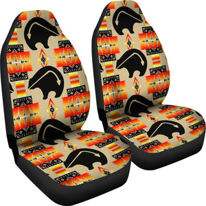 Beige And Orange Native Grizzly Bear Universal Fit Car Seat Covers GearFrost