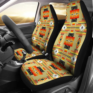 Beige And Orange Native Universal Fit Car Seat Covers GearFrost