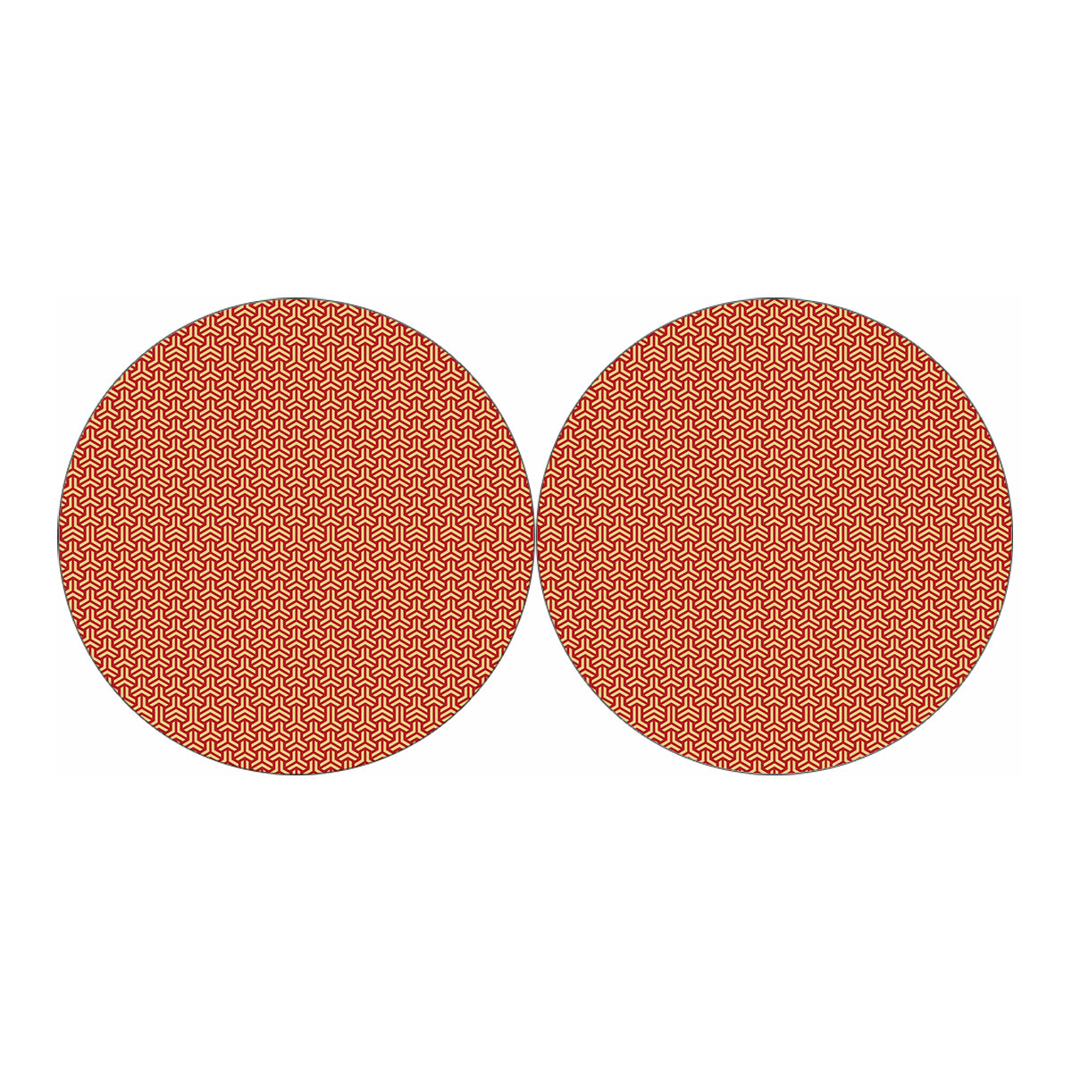 Beige And Red Japanese Pattern Print Car Coasters