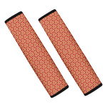 Beige And Red Japanese Pattern Print Car Seat Belt Covers