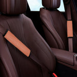 Beige And Red Japanese Pattern Print Car Seat Belt Covers