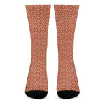 Beige And Red Japanese Pattern Print Crew Socks