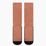 Beige And Red Japanese Pattern Print Crew Socks