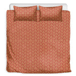Beige And Red Japanese Pattern Print Duvet Cover Bedding Set