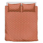 Beige And Red Japanese Pattern Print Duvet Cover Bedding Set