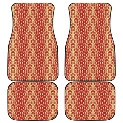 Beige And Red Japanese Pattern Print Front and Back Car Floor Mats