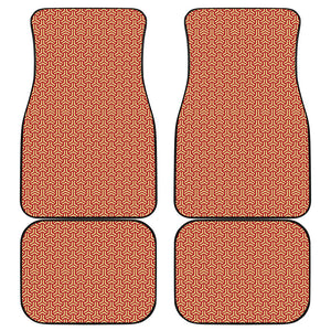 Beige And Red Japanese Pattern Print Front and Back Car Floor Mats