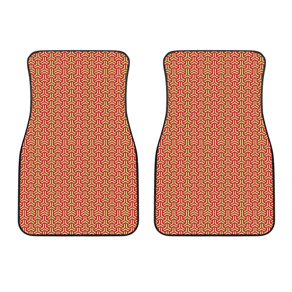 Beige And Red Japanese Pattern Print Front Car Floor Mats