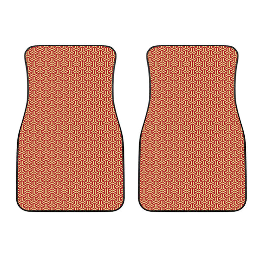 Beige And Red Japanese Pattern Print Front Car Floor Mats
