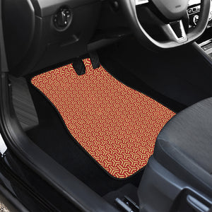 Beige And Red Japanese Pattern Print Front Car Floor Mats