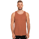 Beige And Red Japanese Pattern Print Men's Tank Top
