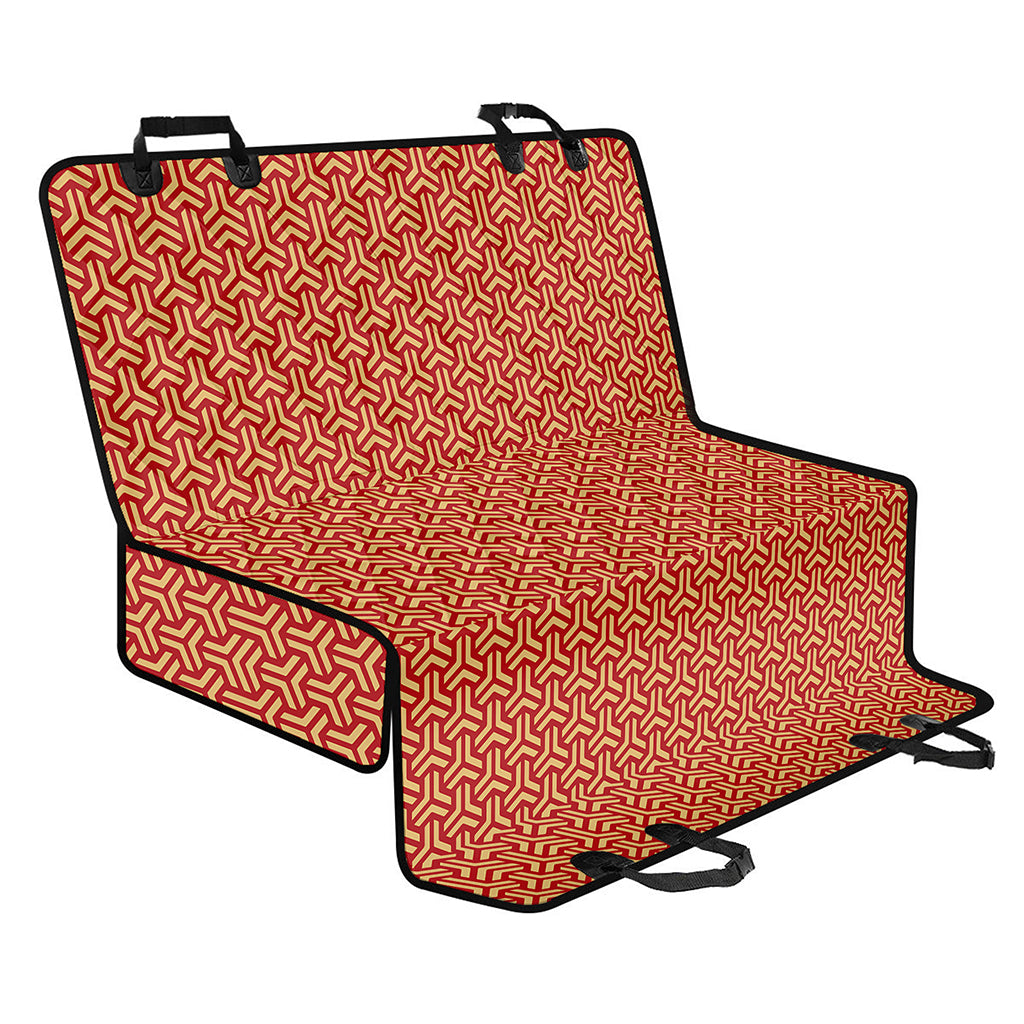 Beige And Red Japanese Pattern Print Pet Car Back Seat Cover