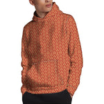 Beige And Red Japanese Pattern Print Pullover Hoodie