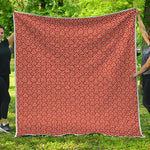 Beige And Red Japanese Pattern Print Quilt