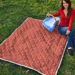 Beige And Red Japanese Pattern Print Quilt