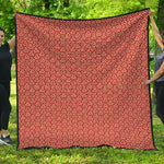 Beige And Red Japanese Pattern Print Quilt
