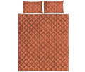 Beige And Red Japanese Pattern Print Quilt Bed Set
