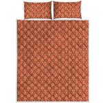 Beige And Red Japanese Pattern Print Quilt Bed Set