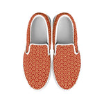 Beige And Red Japanese Pattern Print White Slip On Shoes