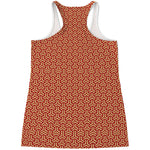 Beige And Red Japanese Pattern Print Women's Racerback Tank Top