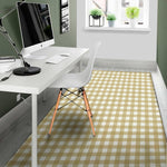 Beige And White Check Pattern Print Area Rug