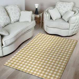 Beige And White Check Pattern Print Area Rug