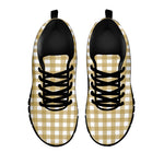 Beige And White Check Pattern Print Black Sneakers