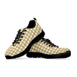 Beige And White Check Pattern Print Black Sneakers