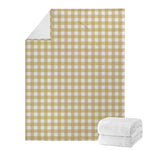 Beige And White Check Pattern Print Blanket