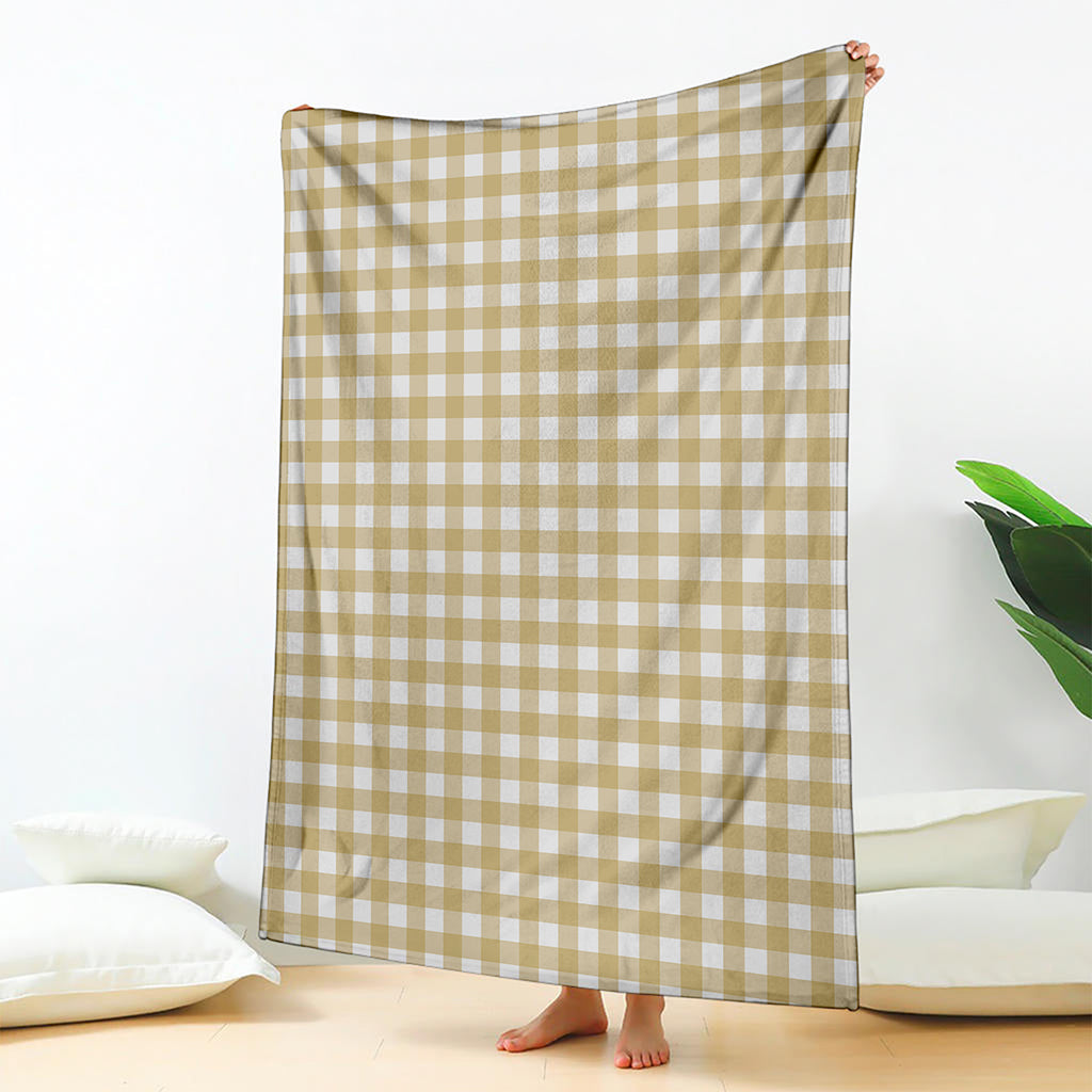 Beige And White Check Pattern Print Blanket