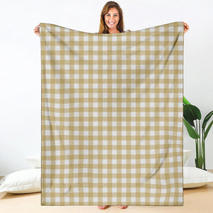 Beige And White Check Pattern Print Blanket